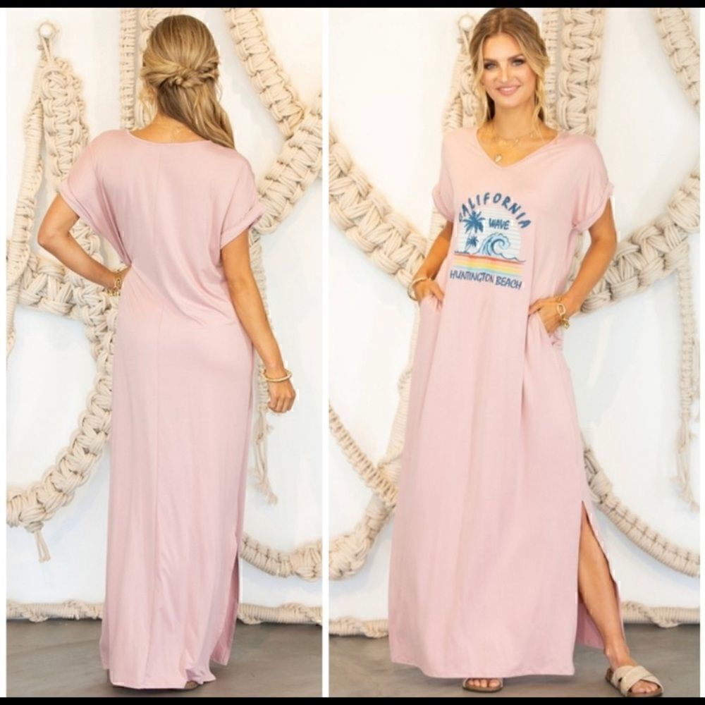 Nwt California Huntingtonbeachwaves Dressinpink 1x